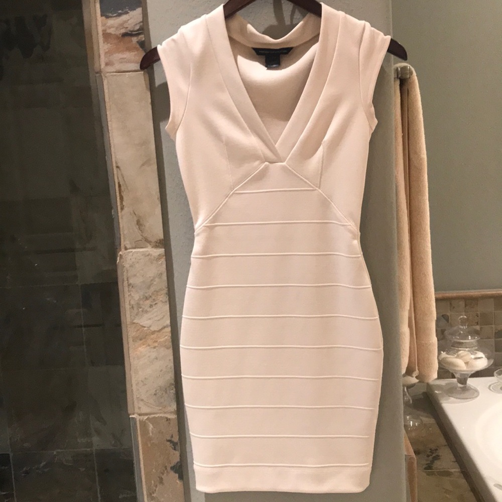 French Connection Bodycontour Dress in Cream